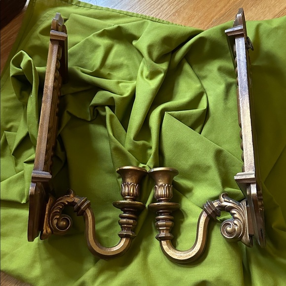 Burwood MCM Golden Faux wood MCM sconces pair - Picture 4 of 8